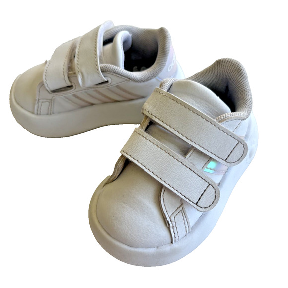 Adidas Bubble Comfy Toddler Grand Tennis Shoes-Size 4K-White - Picture 1 of 8